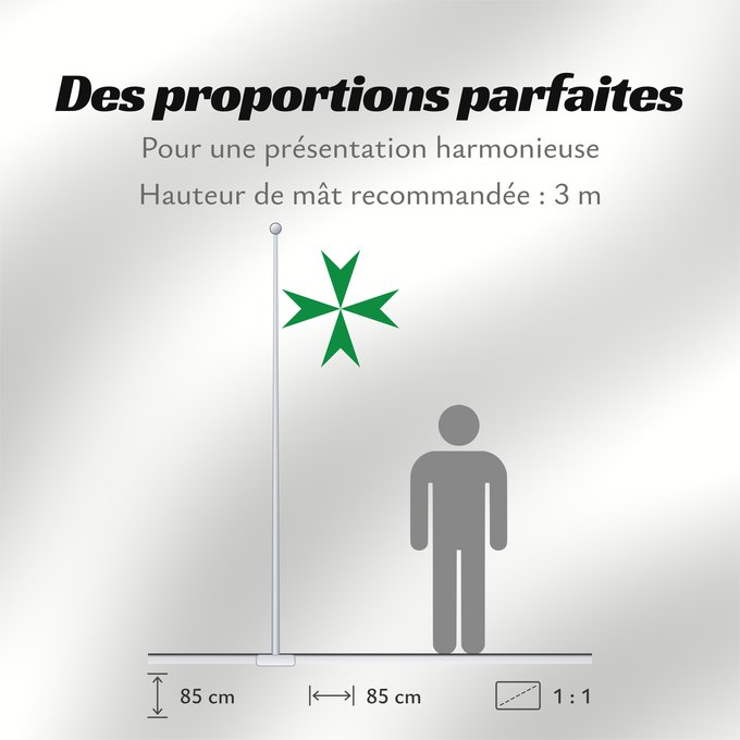 Proportions du drapeau : Militärischer und Hospitalischer Orden des Heiligen Lazarus von Jerusalem