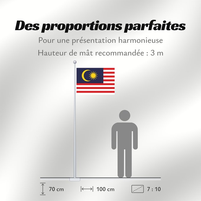 Proportions du drapeau : Malaysia	Malaysia – Jalur Gemilang  Stripes of Glory	Malaisie	Malasia	علم ماليزيا	Malaysia / بنديرا مليسيا	Malajzio	Malaisia lipp	Watawat ng Malaysia	​Mâ-lòi-sî-â koet-khì	馬来西亜の国旗	ទង់ជាតិម៉ាឡេស៊ី	Malaysi	ທຸງຊາດມາເລເຊຍ	​馬來西亞之國旗	Malaysia – Jalur Gemilang / 