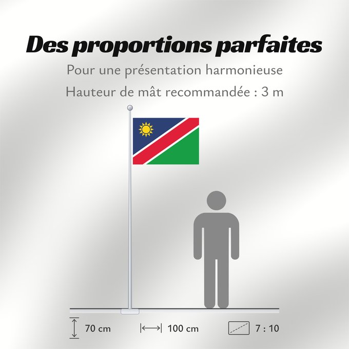 Proportions du drapeau : Namibia	Namibie	Namibië