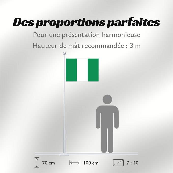 Proportions du drapeau : Nigeria Nigéria علم نيجيريا Niĝerio Okoloto nke Naigeria Nijeri Nigerije Државна застава Нигерије Àsìá ilẹ́ Naijiria