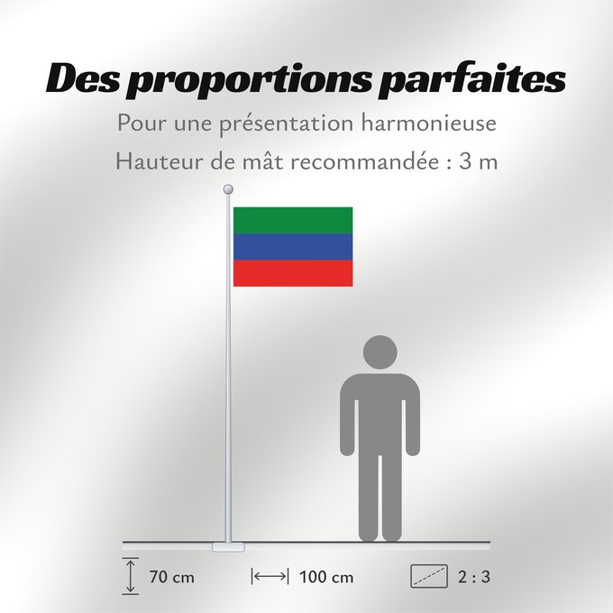 Proportions du drapeau : FlagofDaghestan	Dagestan	République du Daguestan	República de Daguestán	 Republik Dagestan	Repubblica del Daghestan