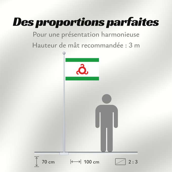 Proportions du drapeau : Ingushetia Republic of Ingushetia Inguschetien Inguscezia Флаг Ингушетии