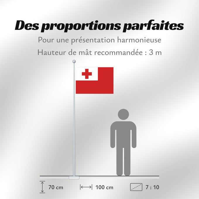 Proportions du drapeau : Tonga	Thonga	Brattagh ny Tongey	Tonge	Fuka ʻo Tonga