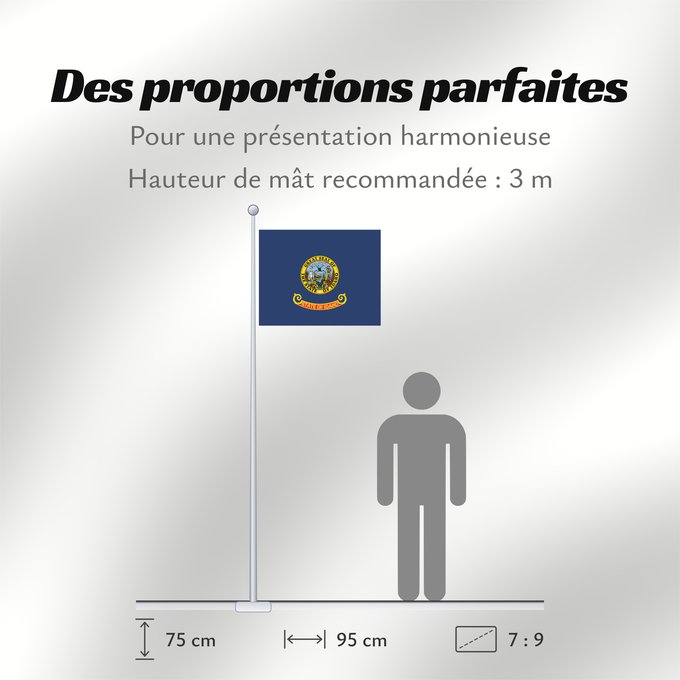 Proportions du drapeau : Idaho	Idaho, from the xrmap flag collection 2.7	L Idaho	Dell Idaho	ᎠᏓᎰ ᎦᏓᏘ	De l Idaho	Ka hae ‘Ikahō	Idahi	Áadihoo Hahoodzo bidah naatʼaʼí	Флаг Айдахо	Američke savezne države Idaho
