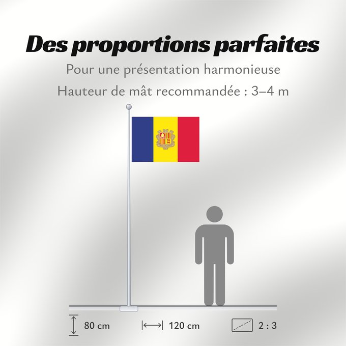 Proportions du drapeau : Andorra civil Andorra - civil version Andorre Andorra