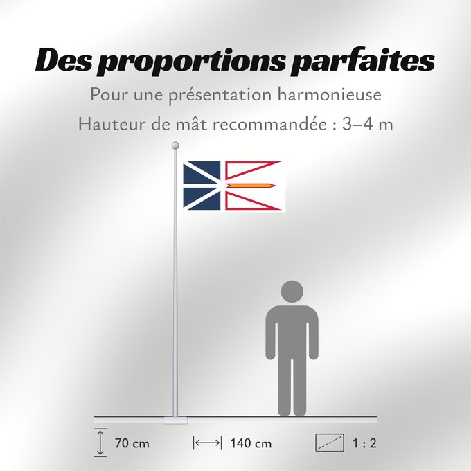 Proportions du drapeau : Newfoundland and Labrador	Terre-Neuve-et-Labrador	Terranova y Labrador	Neufundland und Labrador	Terranova	Banniel Douar-Nevez ha Labrador