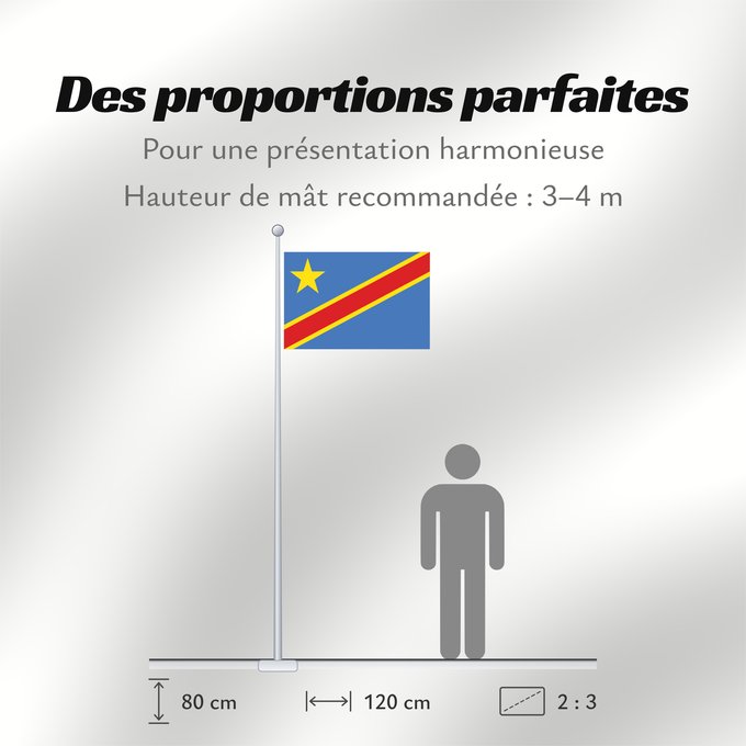 Proportions du drapeau : Democratic Republic of the Congo The national flag of the Democratic Republic of the Congo La République démocratique du Congo Rep. Dem. del Congo Demokratischen Republik Kongo Repubblica Democratica del Congo Democratische Republiek Congo علم جمهورية الك