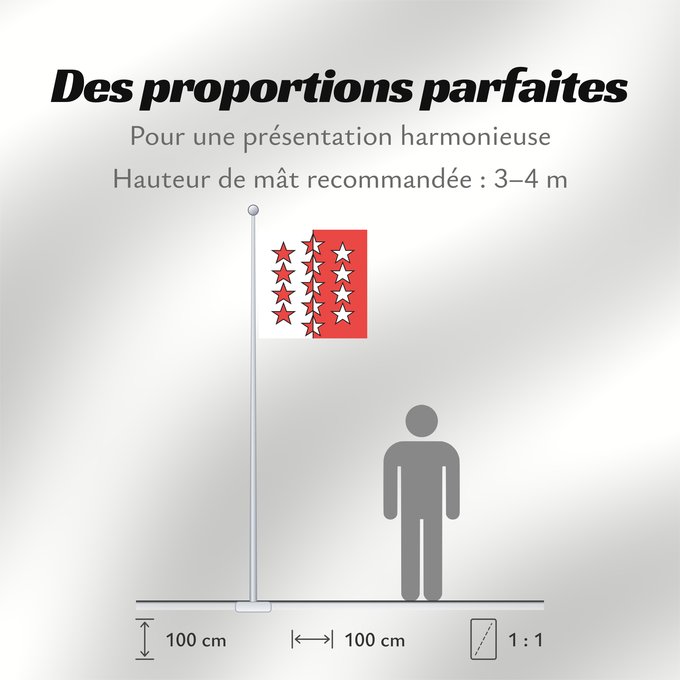 Proportions du drapeau : Canton of Valais	Canton of Valais  Switzerland	Valais	Wallis	Vallese