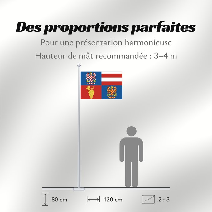 Proportions du drapeau : South Moravian Region	Région de Moravie du Sud)	Región de Moravia Meridional	Südmährische Region	Moravia meridionale	Jihomoravského kraje