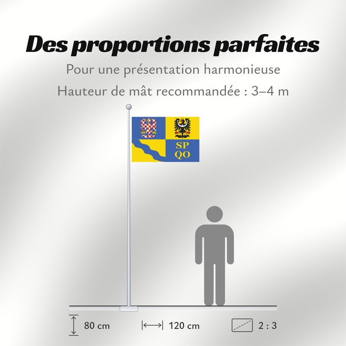 Proportions du drapeau : Olomouc Region Région d'Olomouc Región de Olomouc Region Olomouc Olomouckého kraje