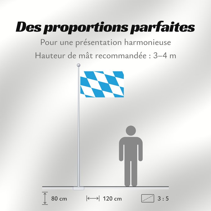 Proportions du drapeau : Bavaria lozengy The lozengy variant of the flag of Bavaria Bavaria Die Rautenflagge des Freistaates Bayern seit 1971. Das Seitenverhältnis ist nicht vorgegeben Baviera Bavorska