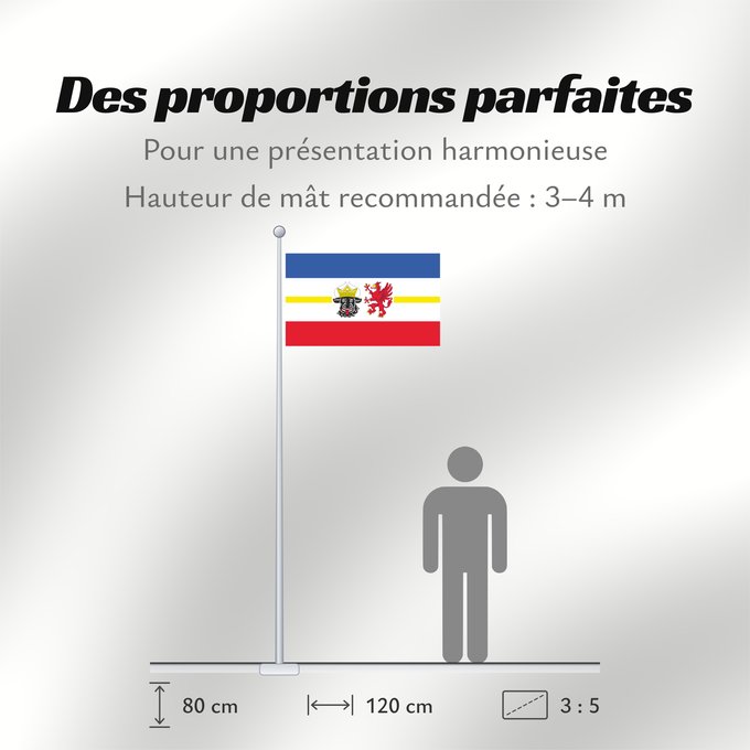 Proportions du drapeau : Mecklenburg-Western Pomerania Mecklenburg-Vorpommern Mecklembourg-Poméranie-Occidentale Mecklemburgo-Pomerania Occidental Meclemburgo-Pomerania Anteriore