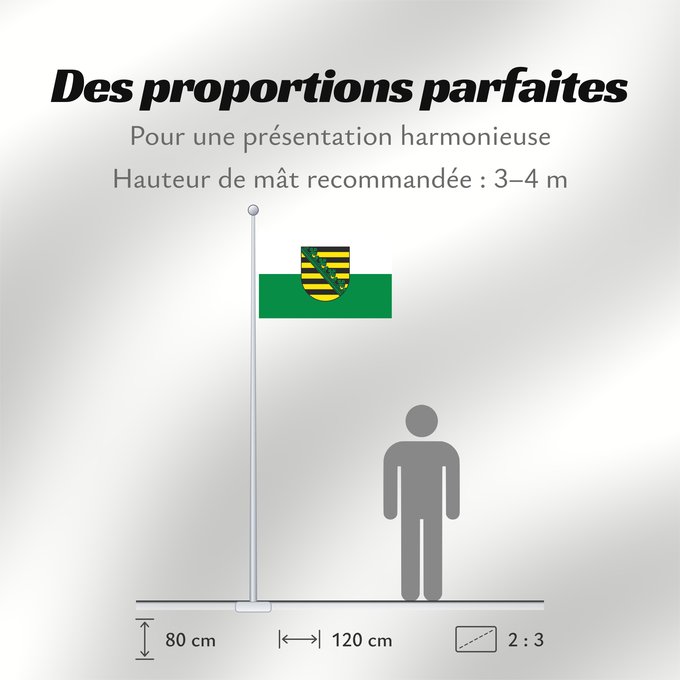 Proportions du drapeau : Saxony Civil flag of Saxony Saxe Sajonia Landesflagge Sachsens Sassonia Sachsens Chorhoj Sakskeje Flaage fon Saksen