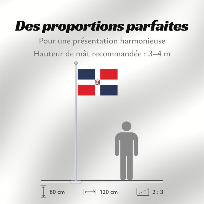 Proportions du drapeau : Dominican Republic Dominican Republic has a centered white cross that extends to the edges République dominicaine Republica Dominicana Dominikanischen Republik hat ein zentriertes weißes Kreuz Repubblica Dominicana Dominicaanse Republiek Nacional da Repúb