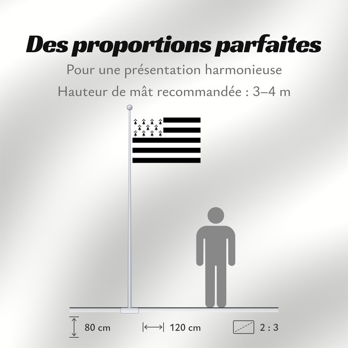Proportions du drapeau : Brittany	The Gwenn-ha-du, flag of Brittany	Le Gwenn-ha-du, drapeau de la Bretagne	Spaniel Bretón	Bretagna	Ar Gwenn-ha-du, banniel Breizh