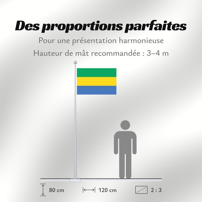 Proportions du drapeau : Gabon	Gabón	Gabun	Gabão	علم جمهوريةالغابون	Banniel Gabon	Gabons	Gabono	Gabongo bandera	پرچم گابن	Drapél du Gabon	Dalapo ya Ngabu	Bɛndɛ́lɛ ya Gabɔ́	Bendêre tî Gaböon