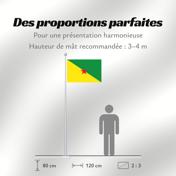 Proportions du drapeau : French Guiana	Guyane	Guayana Francesa	Französisch-Guayana	Guyana Francese