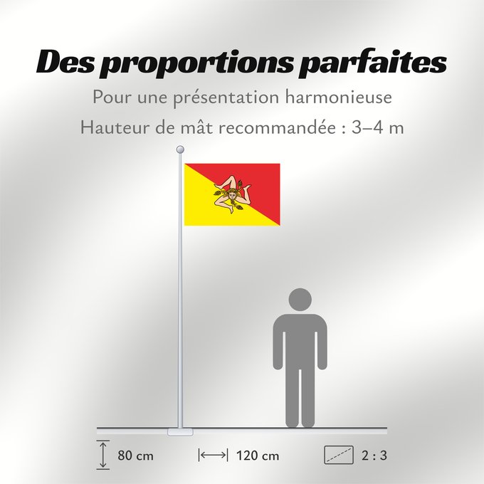 Proportions du drapeau : Sicilian	Sicilian Region	Région Sicilienne	Región Siciliana	Sizilianischen Region  oder der Autonomen Region Sizilien	Regione Sicilia	Região Siciliana	Regionu Sycylia	Bannera dâ Riggiuni Siciliana