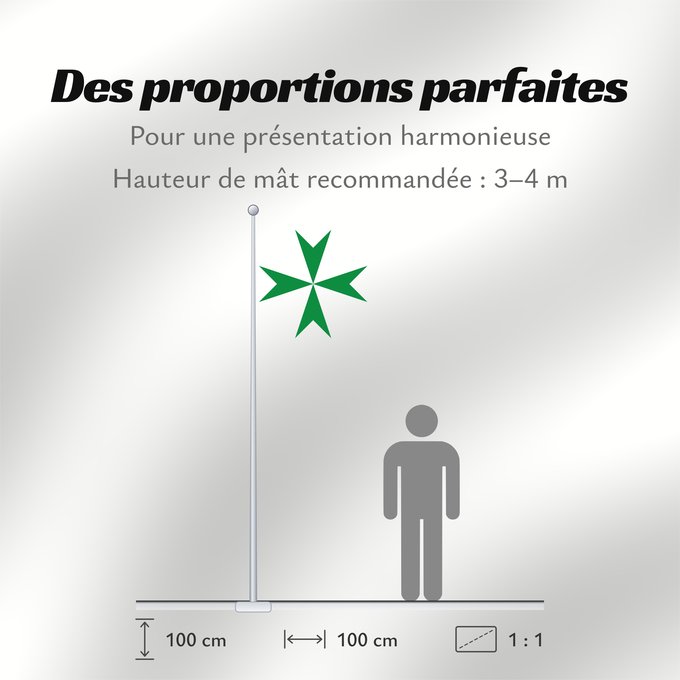 Proportions du drapeau : Militärischer und Hospitalischer Orden des Heiligen Lazarus von Jerusalem