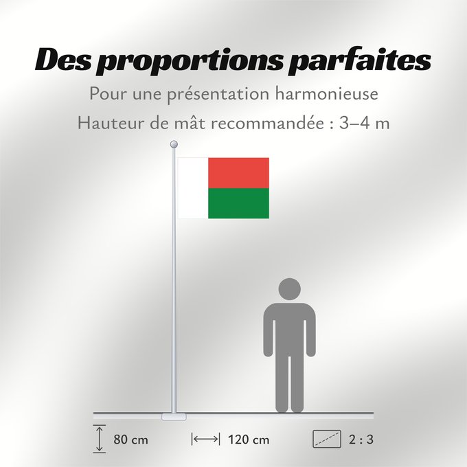 Proportions du drapeau : Madagascar Madagaskar