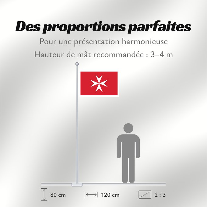 Proportions du drapeau : Malta	Malte