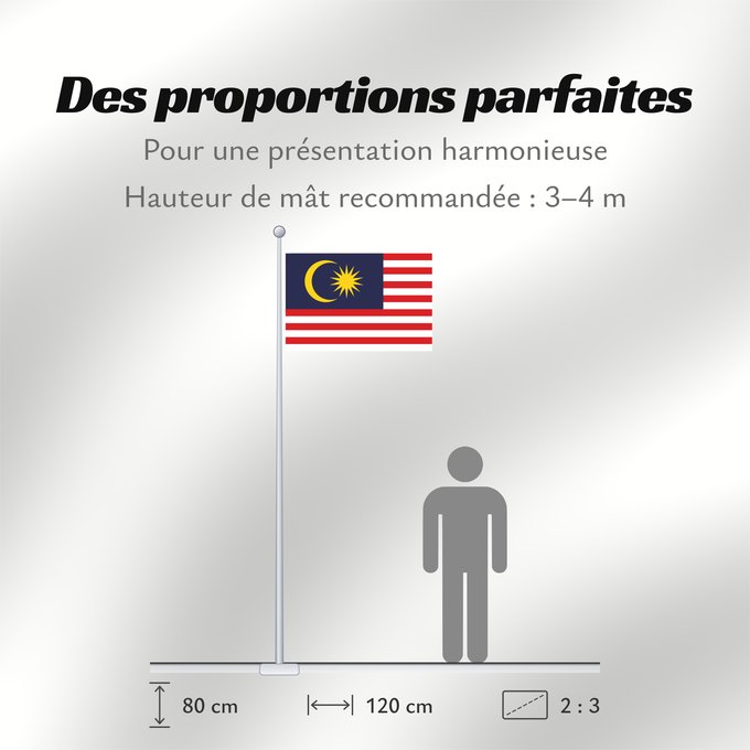 Proportions du drapeau : Malaysia	Malaysia – Jalur Gemilang  Stripes of Glory	Malaisie	Malasia	علم ماليزيا	Malaysia / بنديرا مليسيا	Malajzio	Malaisia lipp	Watawat ng Malaysia	​Mâ-lòi-sî-â koet-khì	馬来西亜の国旗	ទង់ជាតិម៉ាឡេស៊ី	Malaysi	ທຸງຊາດມາເລເຊຍ	​馬來西亞之國旗	Malaysia – Jalur Gemilang / 