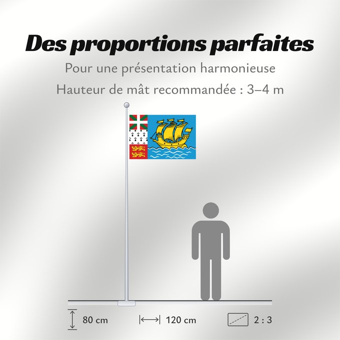 Proportions du drapeau : Saint-Pierre and Miquelon	Unofficial flag of Saint-Pierre and Miquelon	Non officiel de Saint-Pierre-et-Miquelon	San Pedro y Miquelón. Uso no oficial	Saint-Pierre und Miquelon	Saint-Pierre e Miquelon	Banniel anofisiel Sant-Pêr-ha-Mikelon	Ez ofiziala