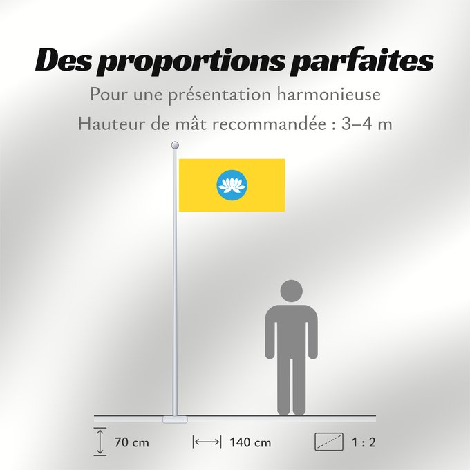 Proportions du drapeau : Kalmykia Kalmoukie República de Kalmukia Kalmückien Флаг Республики Калмыкия Туг Хальмг Таңһч