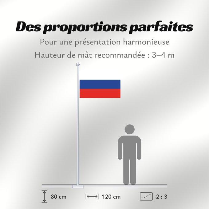 Proportions du drapeau : Russia	Russian Federation	Russie	Rusia	Russische Föderation