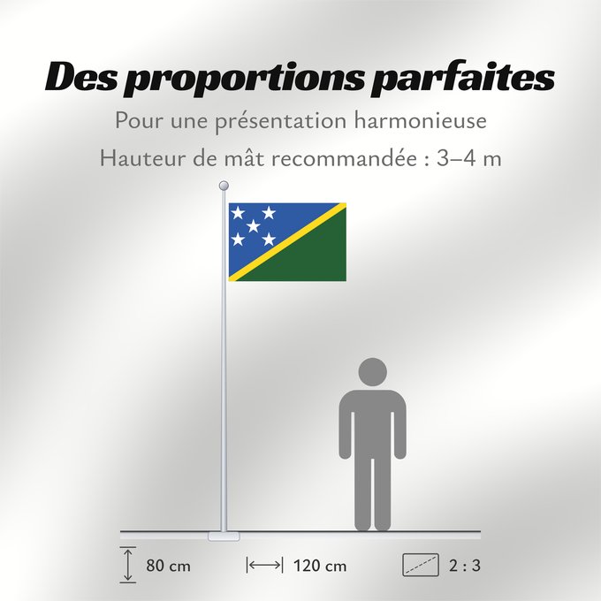 Proportions du drapeau : Solomon Islands îles Salomon Islas Salomón Salomonen Isole Salomone Salomonseilanden Ynysoedd Solomon Oileán Sholamón Brattagh ny h-Ellanyn Holomon Ynysow Salamon The Solomon Islands Salomonovih otokih