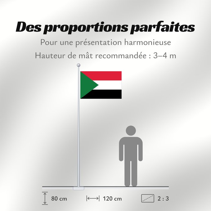 Proportions du drapeau : Sudan Soudan Sudán Soedan علم السودان Sudans