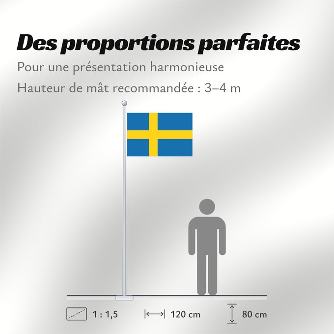 Proportions du drapeau : Sweden	Suède	Suecia	Schweden	Svezia