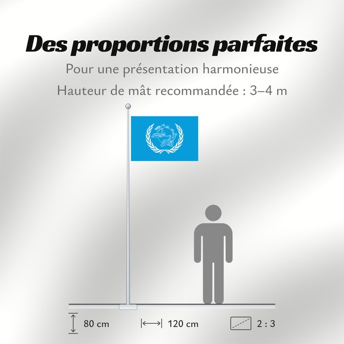 Proportions du drapeau : UPU	Universal Postal Union	L Union postale universelle	Weltpostverein	Dell Unione Postale Universale	Прапор Всесвітнього поштового союзу