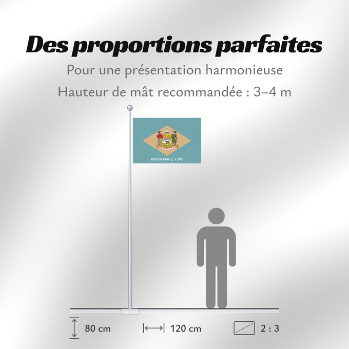 Proportions du drapeau : Delaware	ᏕᎳᏪᎢ ᎦᏓᏘ	Ka hae Kelawea	Delevariae	Vlagge van Delaware	Déláwee Hahoodzo bidah naatʼaʼí	Флаг Делавэра	Američke savezne države Delaver	Delawares