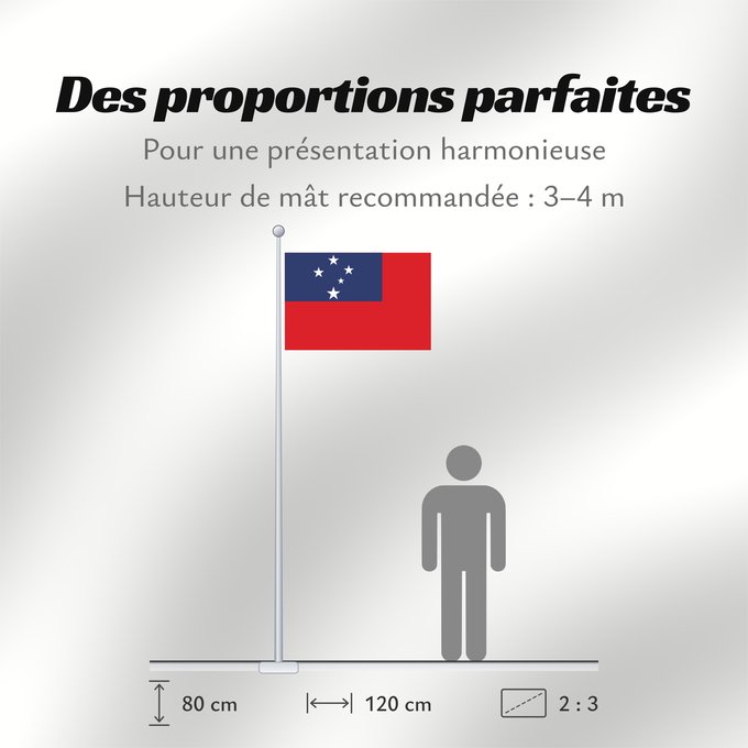 Proportions du drapeau : Samoa Pīwari o Hāmoa Samoe Fu‘a o Sāmoa