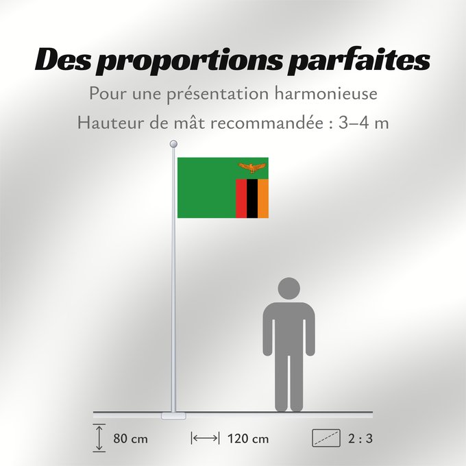 Proportions du drapeau : Zambia Zambie Sambia Zambio Saimbia Zambi Mbendera ya Zambia Флаг Замбии Zambije Mujeko ya Zambia Folaga la Zambia