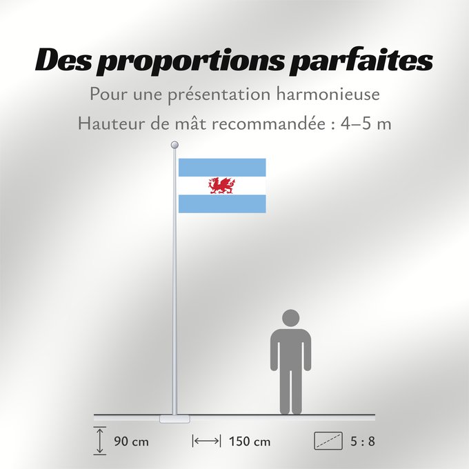 Proportions du drapeau : Welsh colony in Patagonia	Colonie galloise en Patagonie	Colonia Galesa de la Patagonia. Más información	Waliser Kolonie in Patagonien	Colonia gallese in Patagonia	Porth Madryn  Y Wladfa