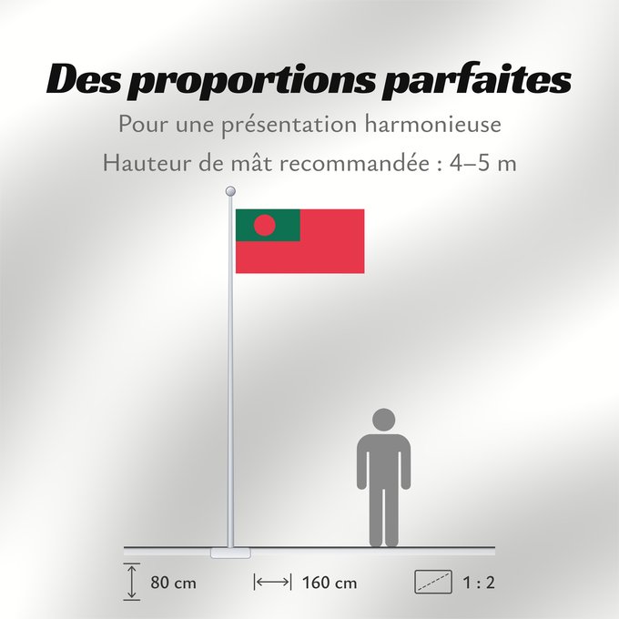 Proportions du drapeau : Civil Ensign of Bangladesh	Bangladesh - Civil Ensign	Bangladesh - Pavillon Civil	Bangladés - Pabellón Civil	Bangladesch - Zivilschiffsflagge	Bangladesh - Bandiera Civile