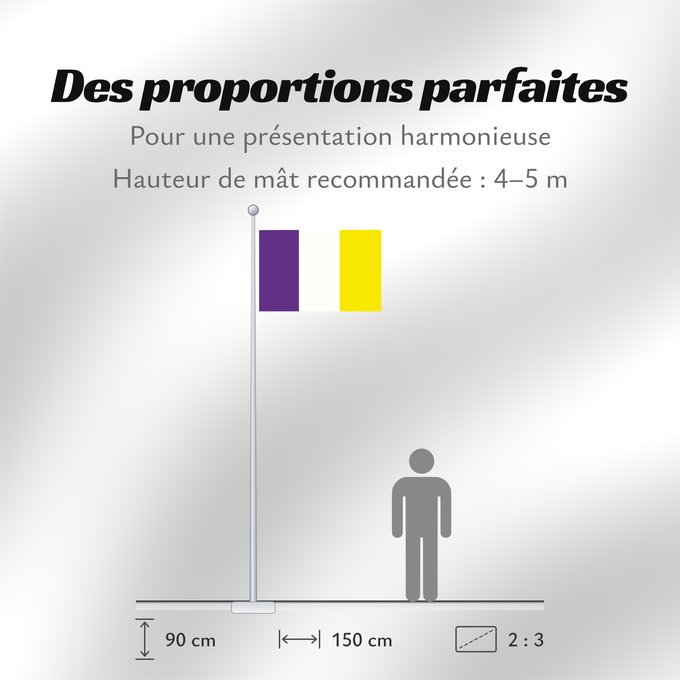 Proportions du drapeau : Athvlag Stad Aat Banniel Ath