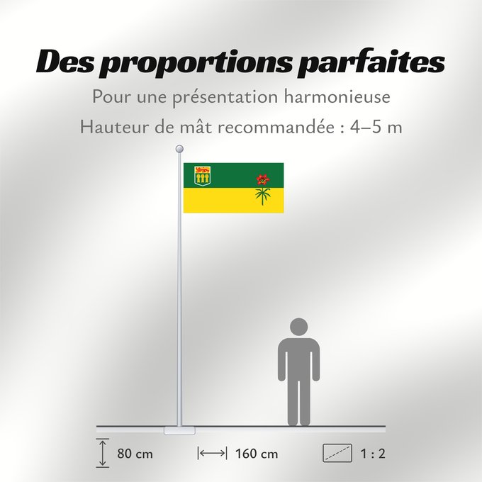Proportions du drapeau : Saskatchewan Banniel proviñs Saskatchewan, Kanada