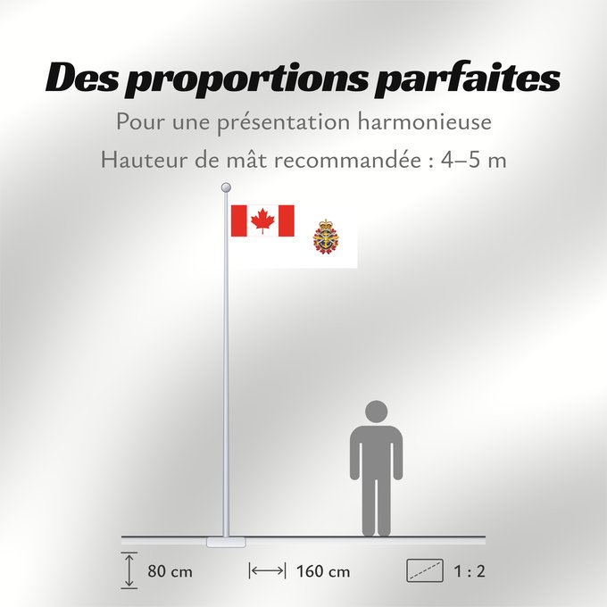 Proportions du drapeau : Canadian Forces Joint service flag of the Canadian Forces Drapeau de service interarmées des Forces canadiennes Bandera de servicio conjunto de las Fuerzas Canadienses Gemeinsame Dienstflagge der kanadischen Streitkräfte Bandiera di servizio congiunto del