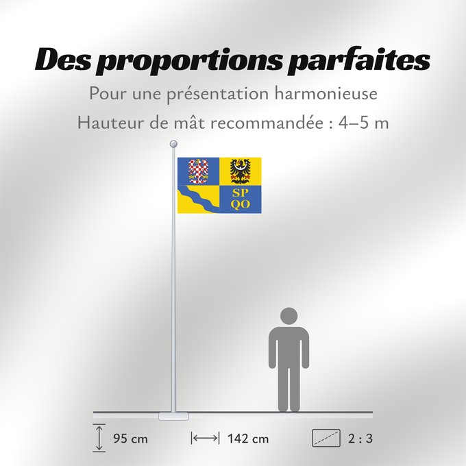 Proportions du drapeau : Olomouc Region	Région d'Olomouc	Región de Olomouc	Region Olomouc	Olomouckého kraje