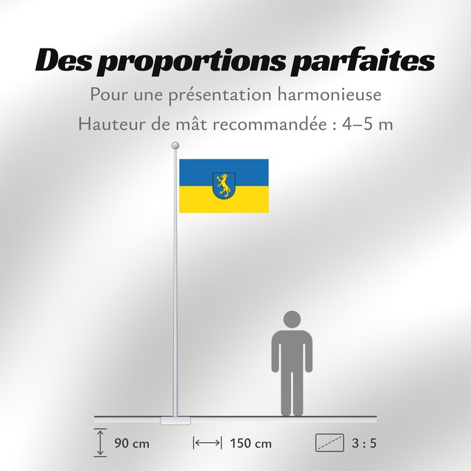 Proportions du drapeau : Biberach an der Riß (Württembergisches Allgäu Oberschwaben)