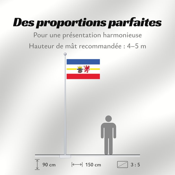Proportions du drapeau : Mecklenburg-Western Pomerania Mecklenburg-Vorpommern Mecklembourg-Poméranie-Occidentale Mecklemburgo-Pomerania Occidental Meclemburgo-Pomerania Anteriore