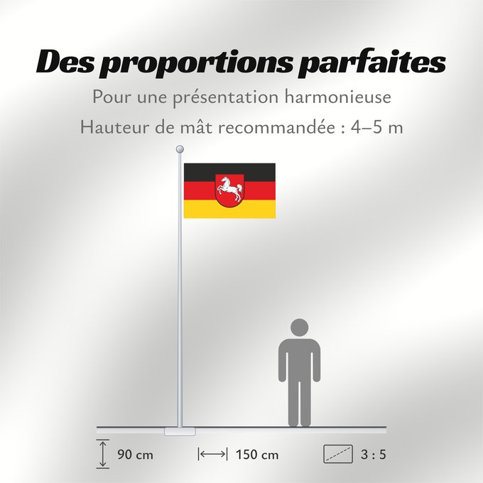 Proportions du drapeau : Lower Saxony	Baja Sajonia	Niedersachsen	Bassa Sassonia