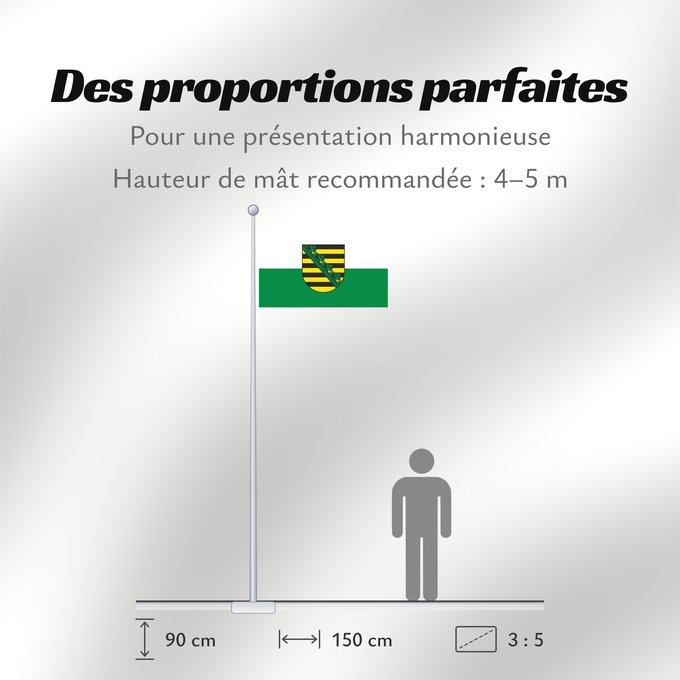 Proportions du drapeau : Saxony	Civil flag of Saxony	Saxe	Sajonia	Landesflagge Sachsens	Sassonia	Sachsens	Chorhoj Sakskeje	Flaage fon Saksen