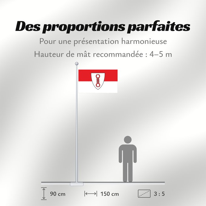 Proportions du drapeau : Boenen Municipality of Bönen Municipalité de Bönen Bönen Gemeinde Bönen Die Flagge ist rot und weiß in zwei Bahnen längs gestreift gemeint ist quergestreift und zeigt in der Mitte das Gemeindewappen