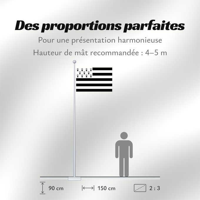 Proportions du drapeau : Brittany	The Gwenn-ha-du, flag of Brittany	Le Gwenn-ha-du, drapeau de la Bretagne	Spaniel Bretón	Bretagna	Ar Gwenn-ha-du, banniel Breizh