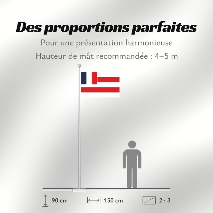 Proportions du drapeau : Kingdom of Raiatea  1880-1888	Kingdom of Raiatea as a French protectorate from 1880 to 1888	Royaume de Raïatéa (1880-1888)	Reino de Raiatea (1880-1888)	Königreich Raiatea (1880-1888)	Regno di Raiatea (1880-1888)