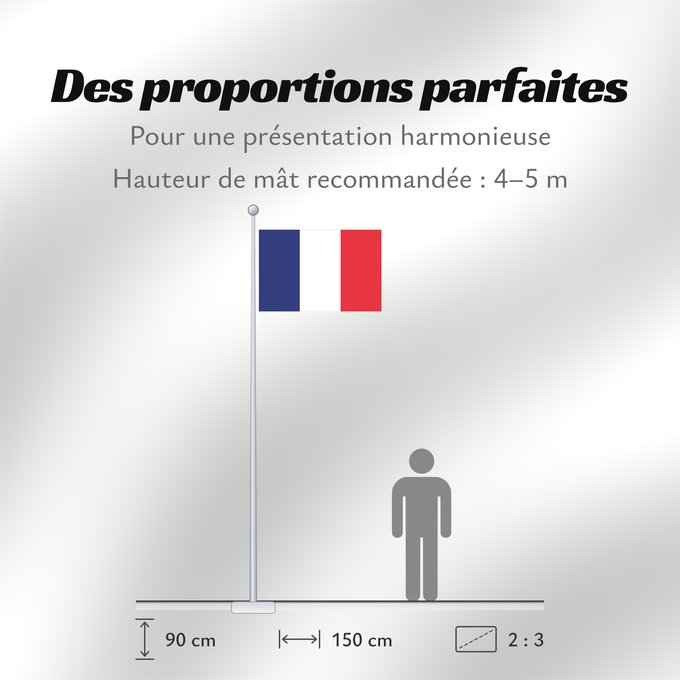 Proportions du drapeau : Réunion La Réunion le drapeau français